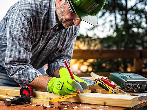 Miniatura 10 de Guantes de trabajo de seguridad con revestimiento de poliuretano, 12 pares, guantes de punto sin costuras rojos con revestimiento de poliuretano,