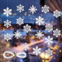 Kieswan 25 db fehér hópehely karácsonyi dekoráció, 10 cm-es függeszthető díszek 1