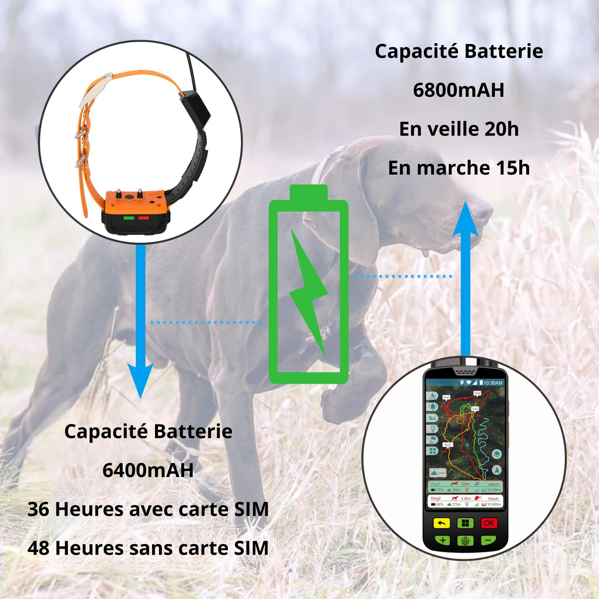 ESEEK GPS Collare per cane da caccia VHF 15 km + 4G – Monitoraggio in tempo reale, portata illimitata, luce LED, antiurto, impermeabile IP68, tracker GPS Pro per cani da caccia – monitoraggio