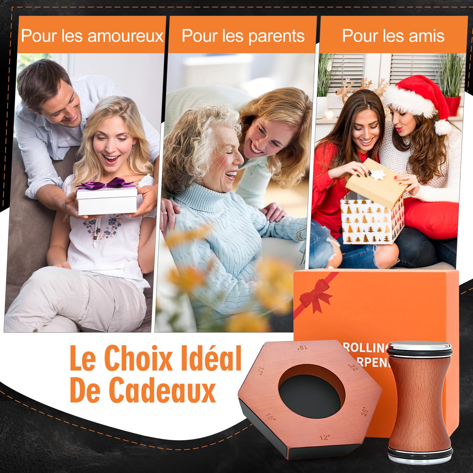 Affuteur de couteaux, knife sharpener avec 4 meules, pour aiguiseur les couteaux de cuisine de manière experte kit d'affûtage simplifié – Compatible avec les angles 12°/15°/17°/19°/22°/25°