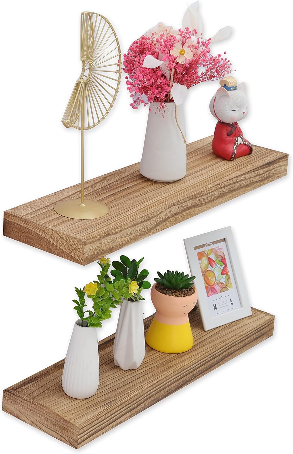 PHOENANCEE 60X17X4.5cm, Rustic Thick Wood Shelves Board, Wooden Hollow Floating Shelves Wall