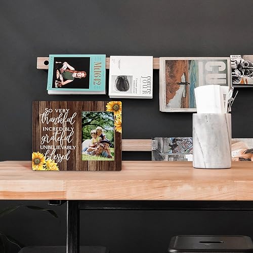 Miniatura 2 de FONDCANYON So very thankful Increíblemente agradecido, increíblemente bendecido, marco de fotos de girasol, imagen cristiana inspiradora, regalos