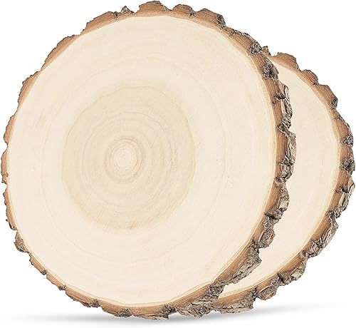 Rebanadas de madera para centros de mesa, 2 piezas de 7 pulgadas de madera natural para decoración de mesa, círculos de madera rústica