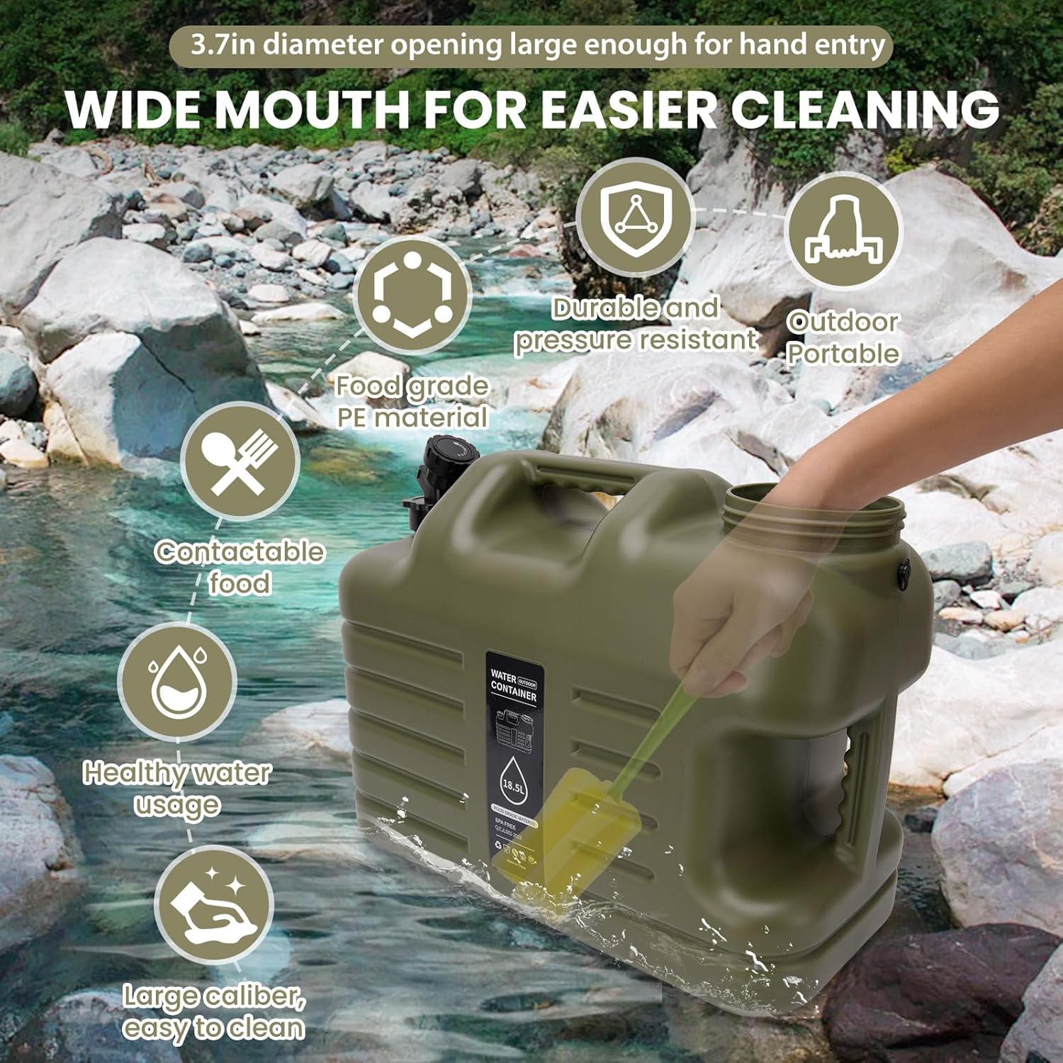 6.6 Gallon Camping Water Jug,Camping Water Container with Spigot,BPA Free, Large Capacity Water Tank,Leak-Proof Emergency Water Storage Containers for Outdoor Camping, Hiking, Picnic