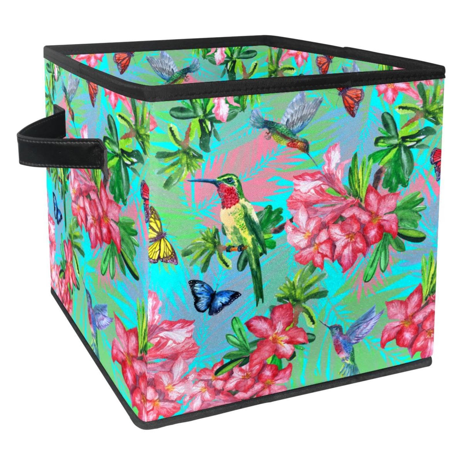 Boîte de rangement pliable en tissu motif oiseau fleur cube organisateur placard chambre