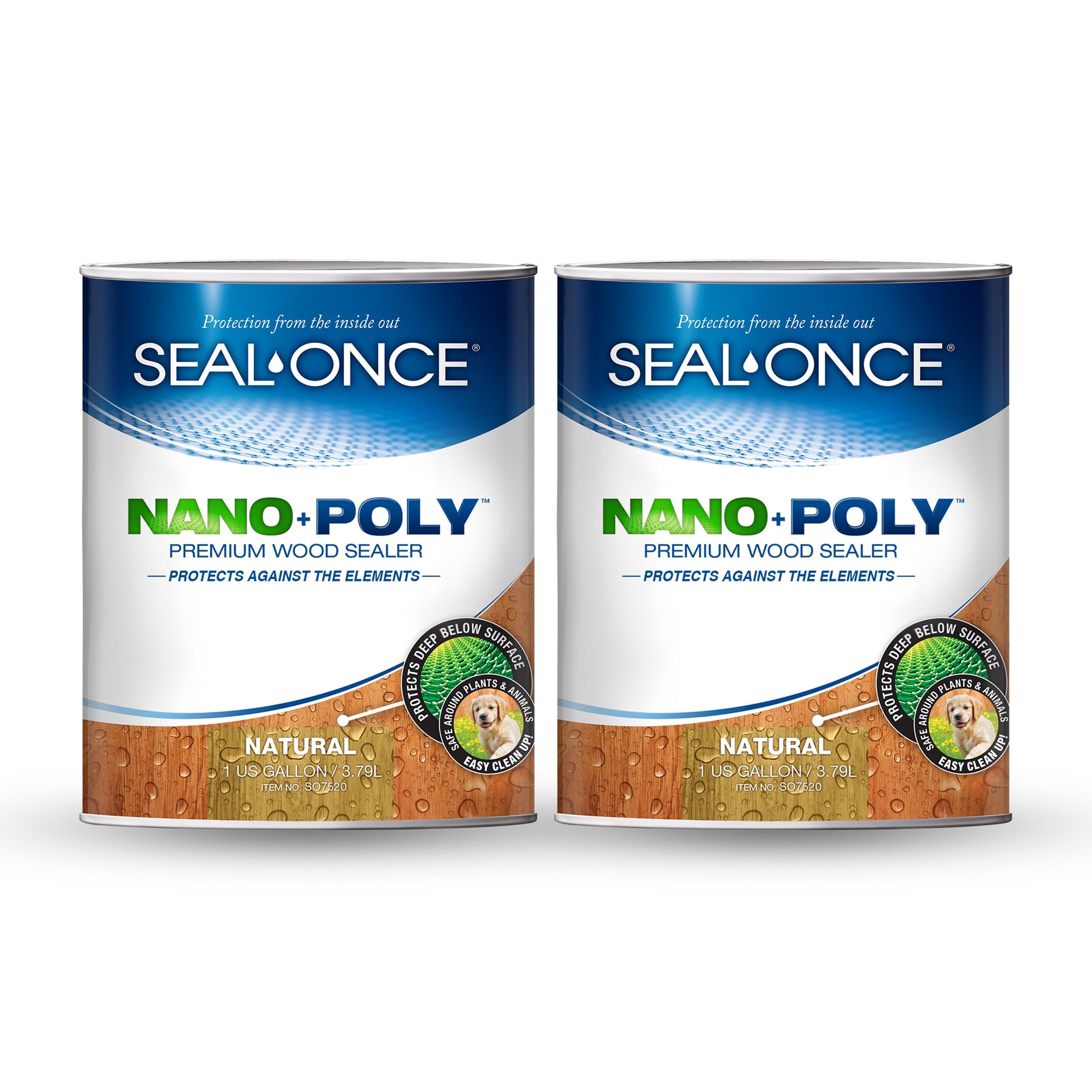 SEAL-ONCE Nano+Poly Wood Sealer and Waterproofer, Natural, 2 Gallon
