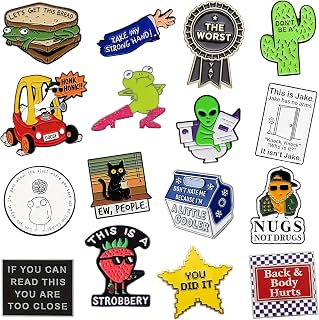 SOWPOPY 20PCS Funny Enamel Pins Bulk - Cute Cat Frog Aesthetic Lapel Pins for Backpacks Hats Bags Teens Girls