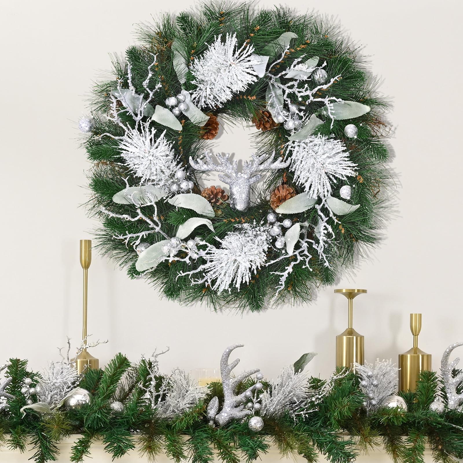 Amazon.co.jp: クリスマスリース - 2個パック 20インチ クリスマス