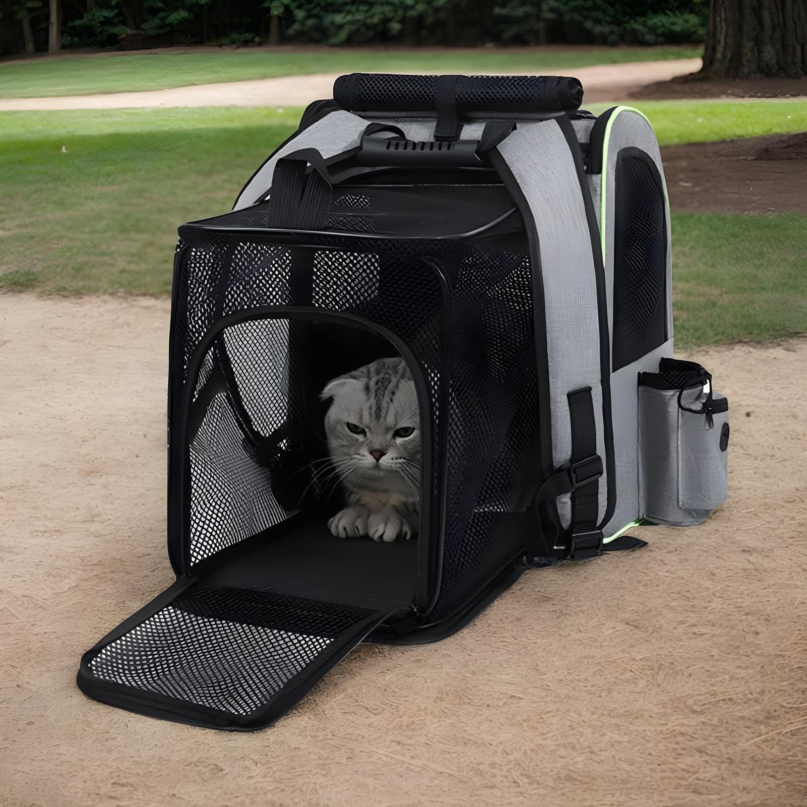 Sac À Dos Harnais Extensible pour Chat Sac De Transport pour Chats | Pliable Respirant Extensible Pour Animaux De Compagnie Pour Camping Voiture Plein Air Randonnée Et Vélo