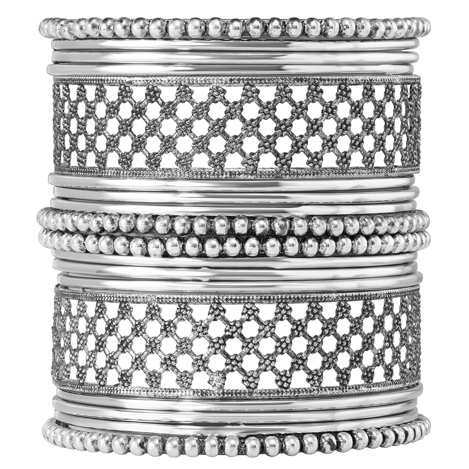 Peora Traditional Silver Plated 2.8 inch Metal Bangles Ethnic Stylish Fashion Jewellery Navratri Gift for Women (Set of 1) (B0CJ9KTL6R) Amazon Price History, Amazon Price Tracker