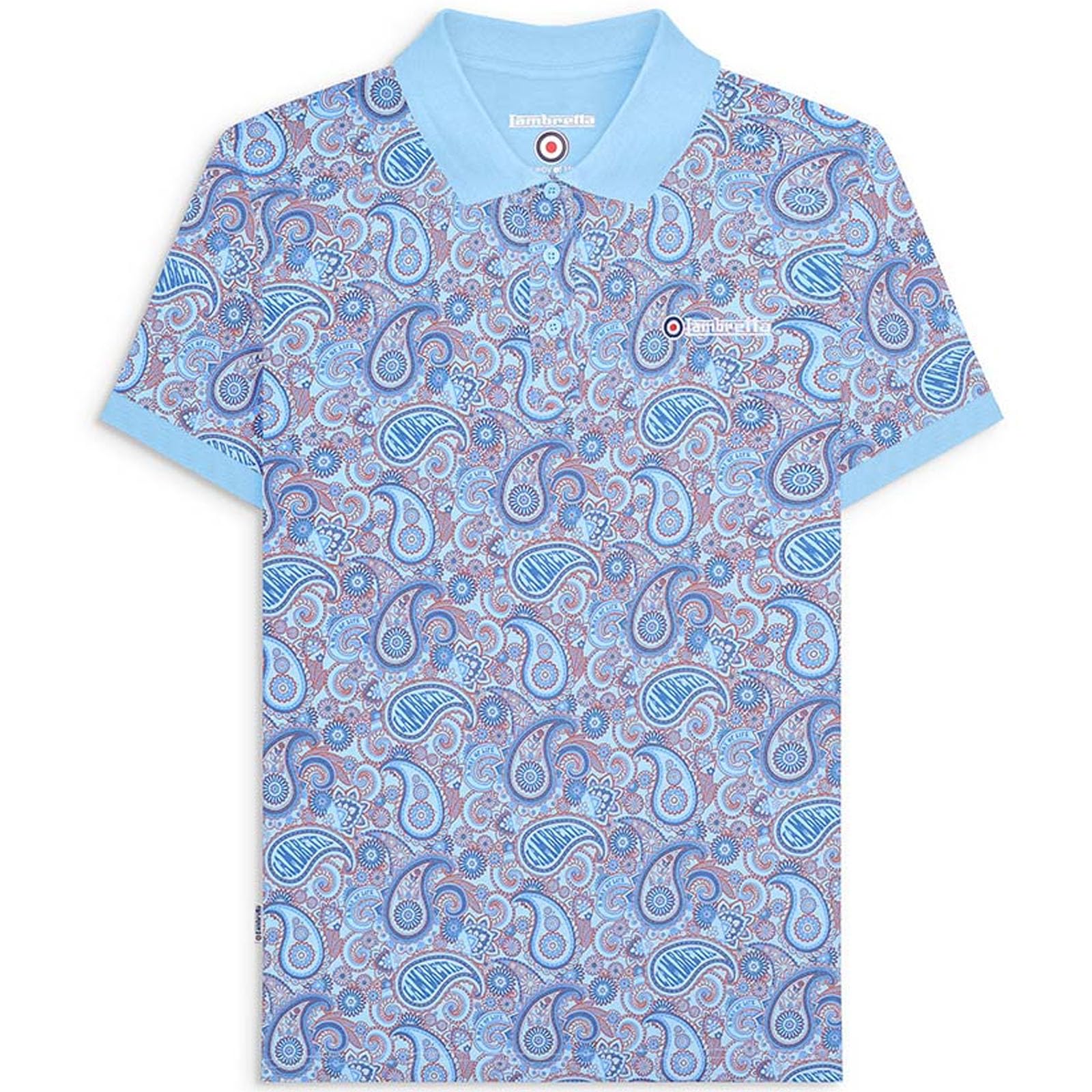 Lambretta Polo retro de tres botones de la marca Paisley para hombre