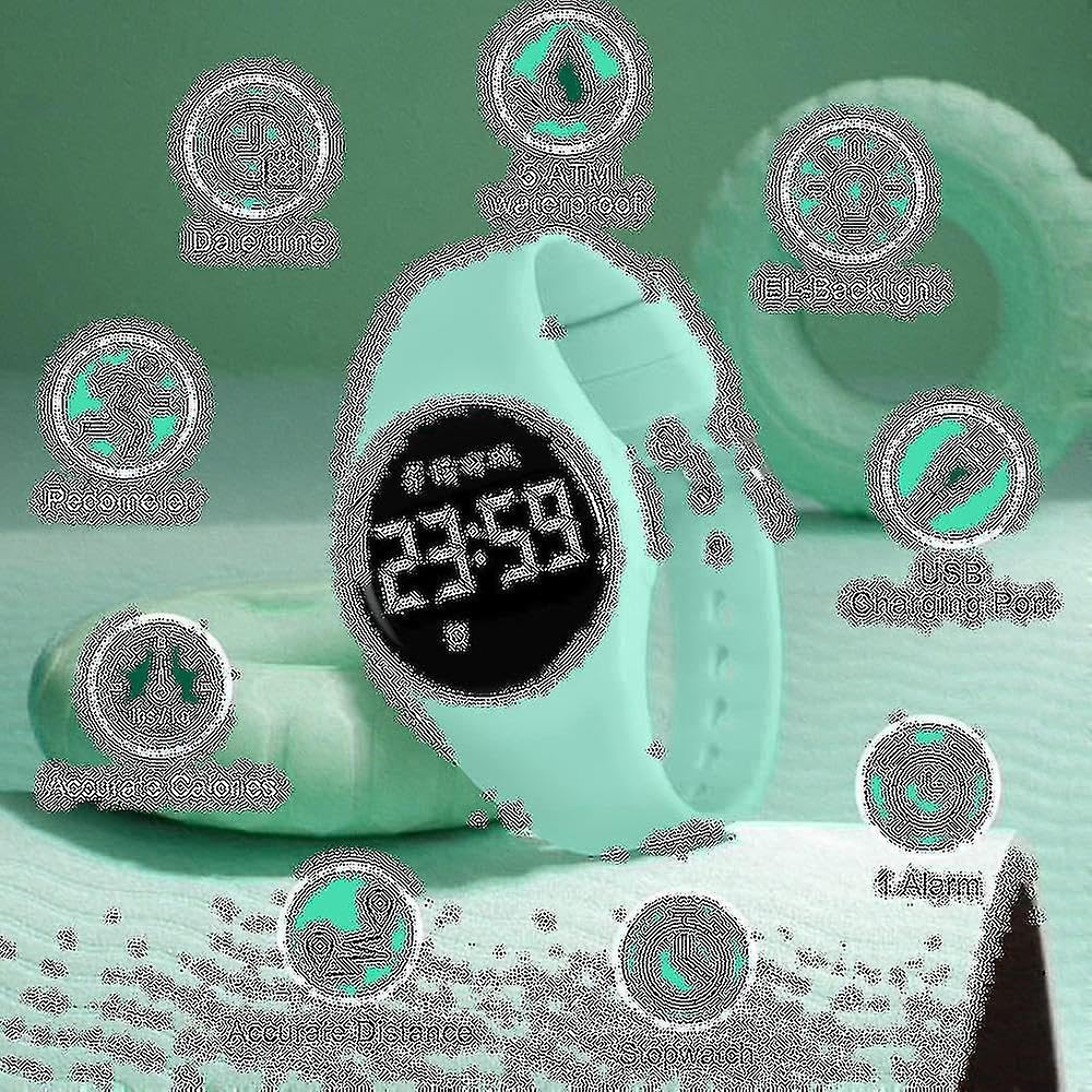 Kinder-Armbanduhr, Teenager-Armbanduhr, digitaler Sport-Fitness-Tracker, mit Alarm/Chronograph, wasserdicht, für Jungen und Mädchen, Geschenk für 5–16 Jahre alt (hellgrün)