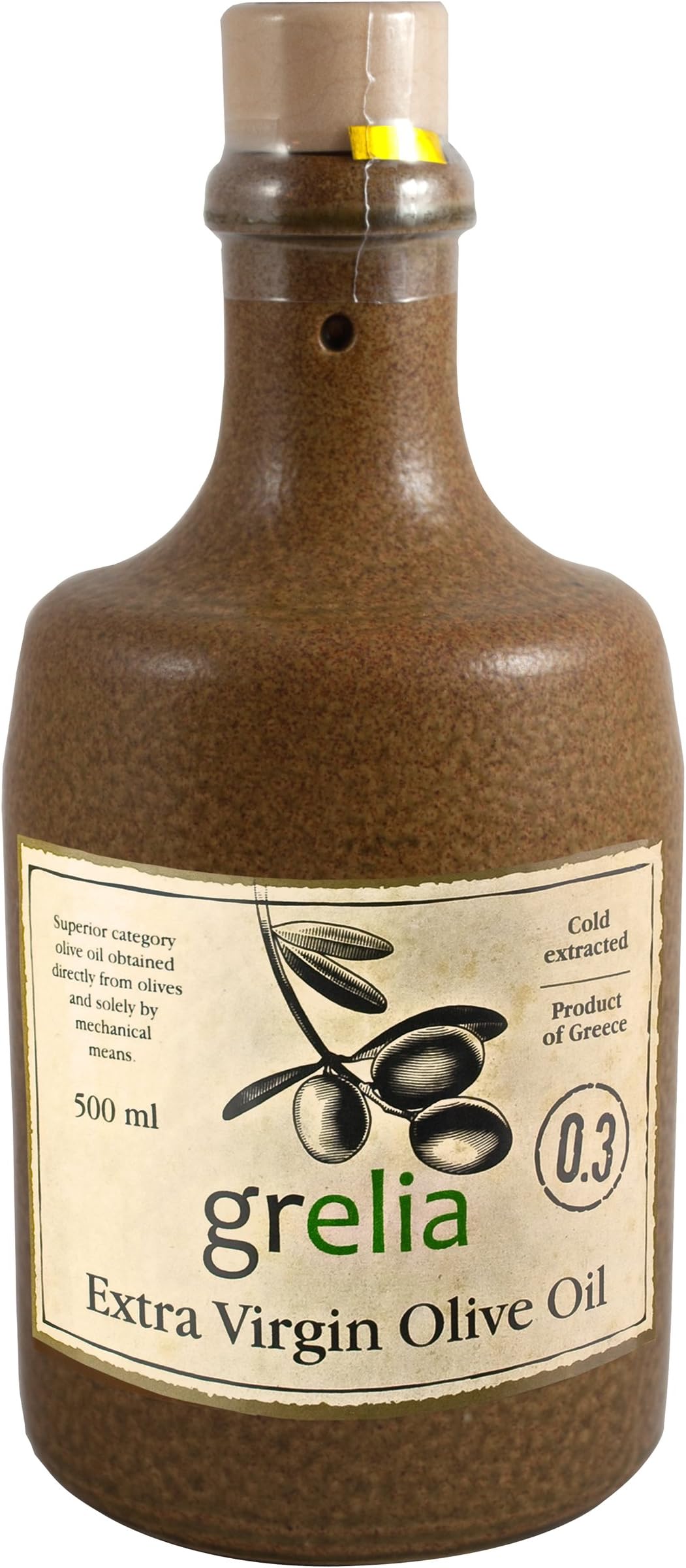 Grelia Extra Virgin Greek Olive Oil 500ml Ceramic Bottle