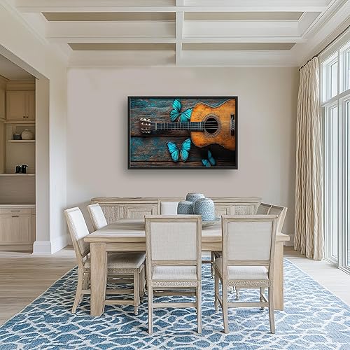 Miniatura 5 de Olivine Arte de pared musical, imágenes de guitarra, decoración de pared, pintura de mariposas, impresiones en lienzo de instrumentos musicales