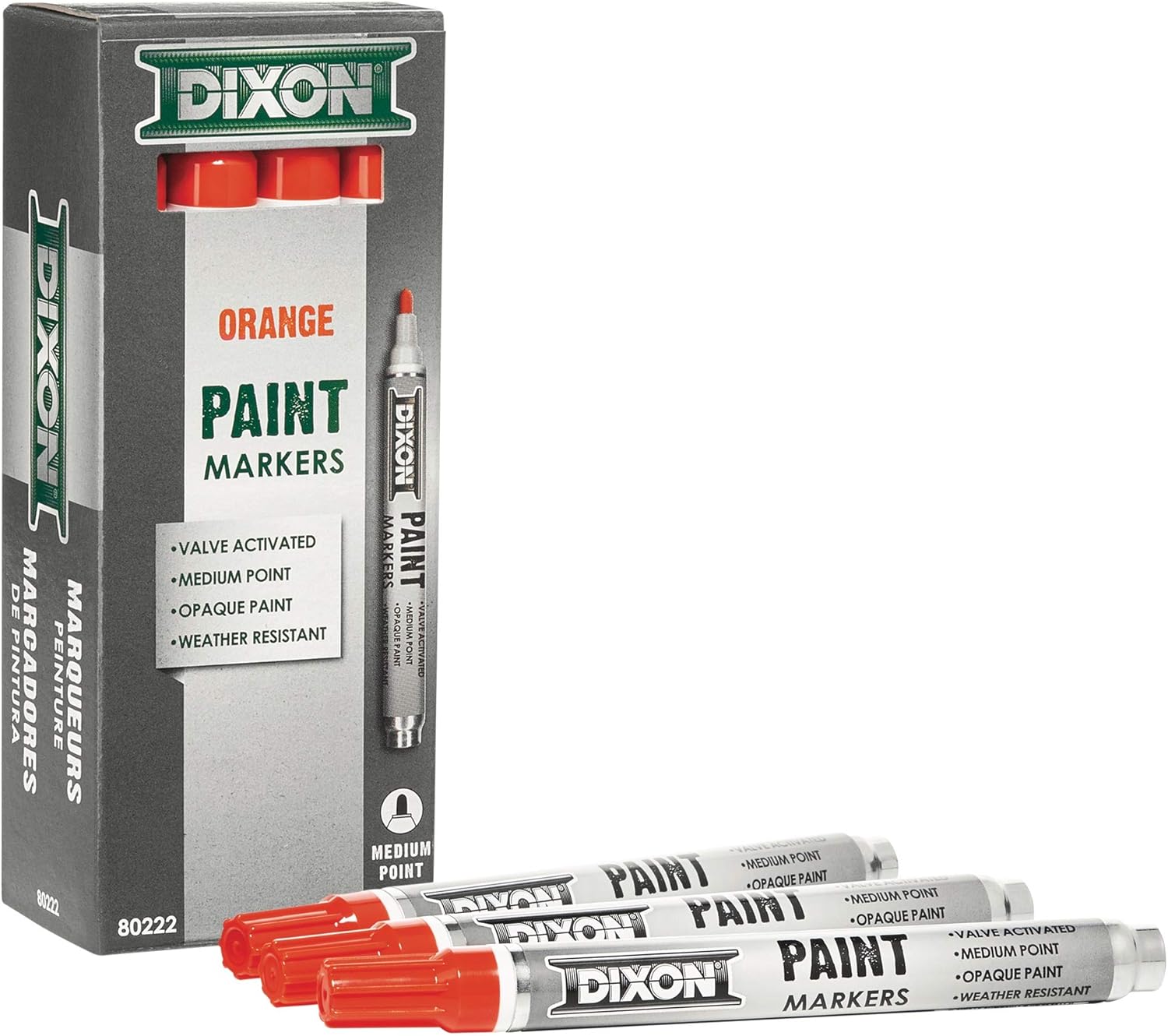 Dixon Paint Markers, Medium Tip, Box of 12 Markers, Orange (80222)