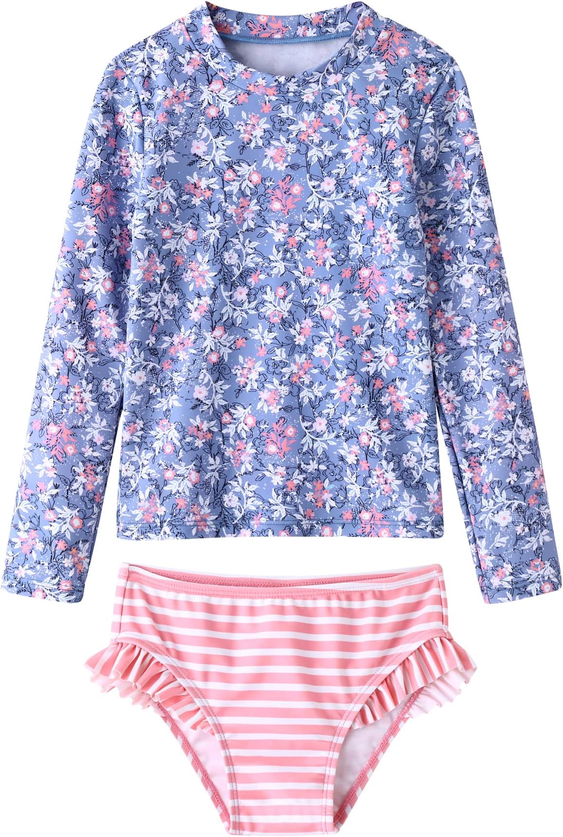 Toddler and Little Girls Rash Guard Sets with Bikini Bottoms Swimwear