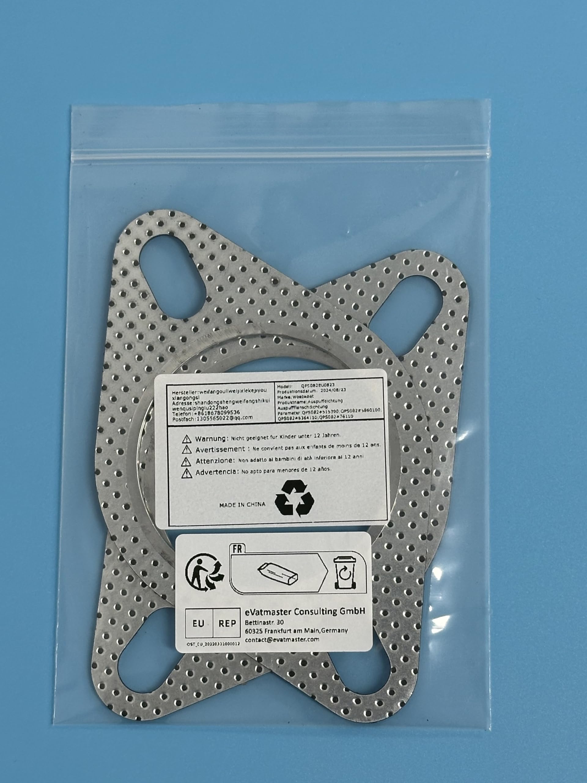 2 pezzi Guarnizione di Scarico, Guarnizioni di Scarico Delle Automobili,Guarnizioni Scarico Per Tubo Collettore Flangia Guarnizi (2.5in Inner Diameter,63-64mm/110mm)