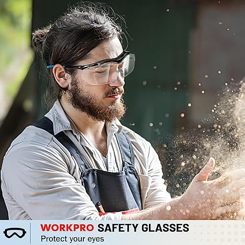 Miniatura 6 de WORKPRO Gafas de seguridad, z87 gafas de seguridad con patillas ajustables, gafas de laboratorio con revestimiento antivaho
