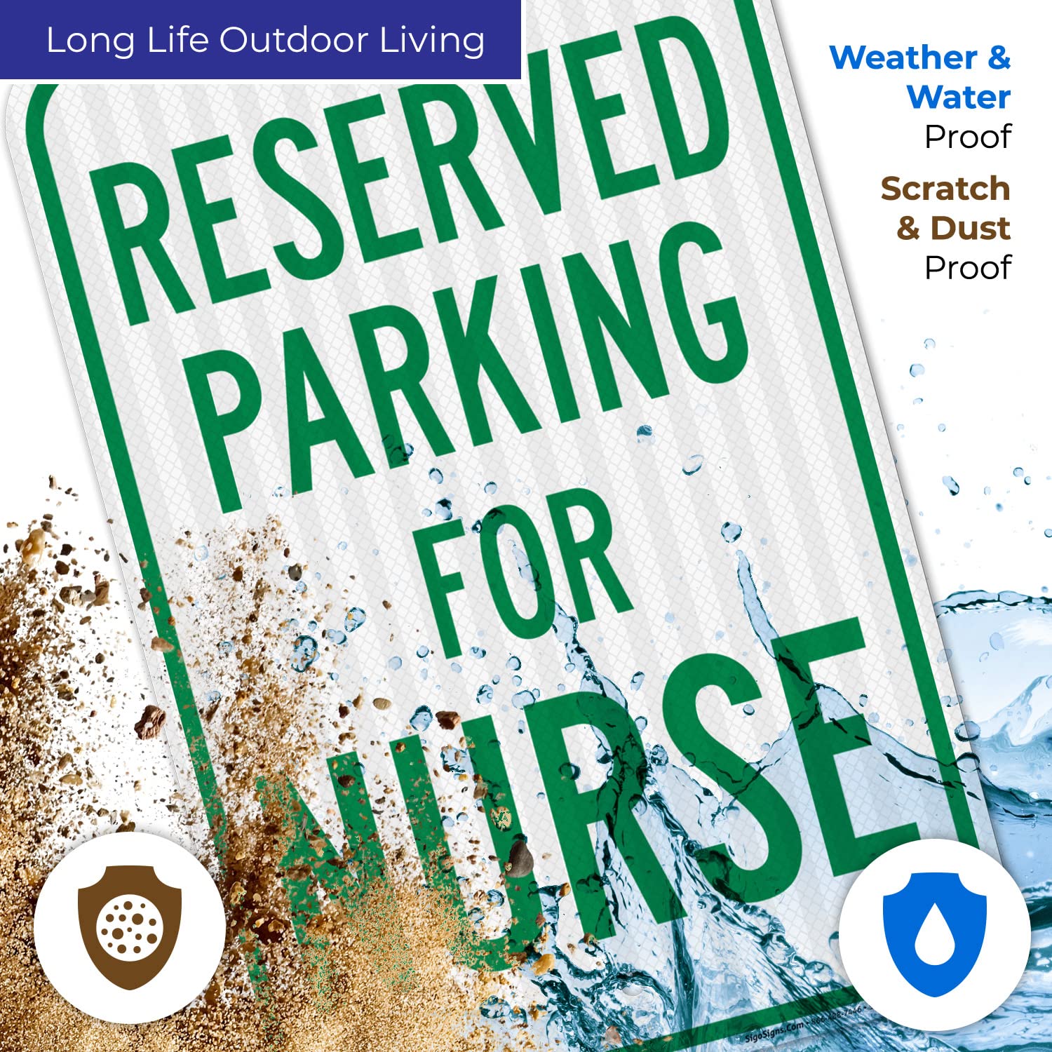 Parking Reserved for Nurse Sign, 12x18 Inches, 3M EGP Reflective .063 Aluminum, Fade Resistant, Made in USA