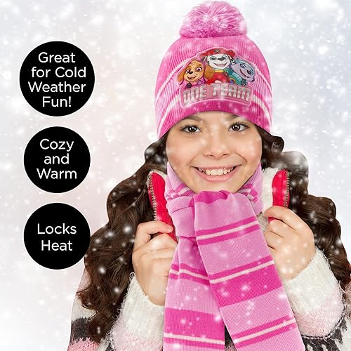 Miniatura 7 de Conjunto de gorro de invierno, bufanda y guantes para niñas pequeñas de Nickelodeon, de 2-4 años o conjunto de gorro, bufandas y guantes para niños