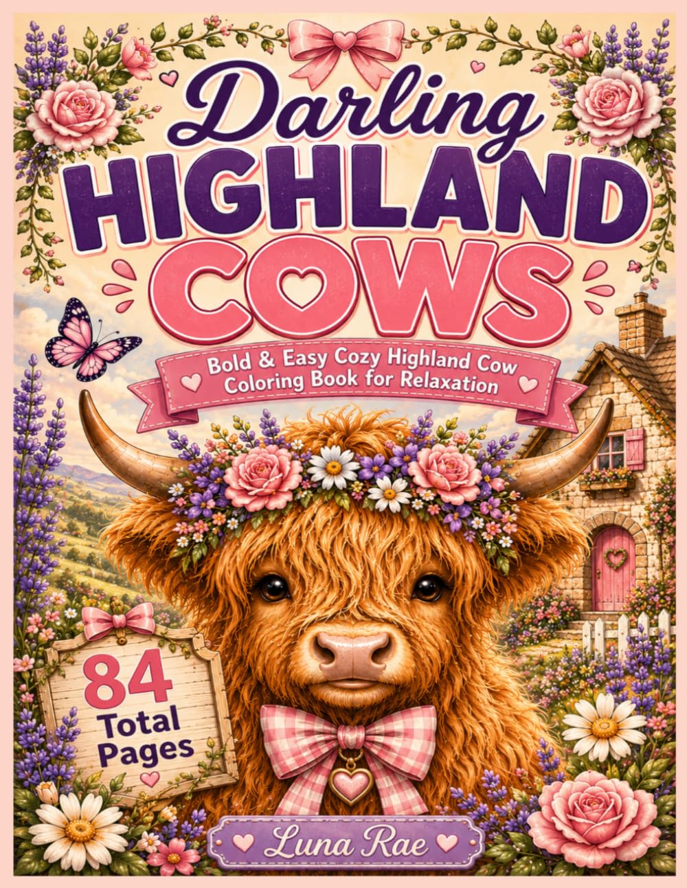Darling Highland Cows: Bold & Easy Cozy Highland Cow Coloring Book for Relaxation (Darling Cozy Coloring Collection)
