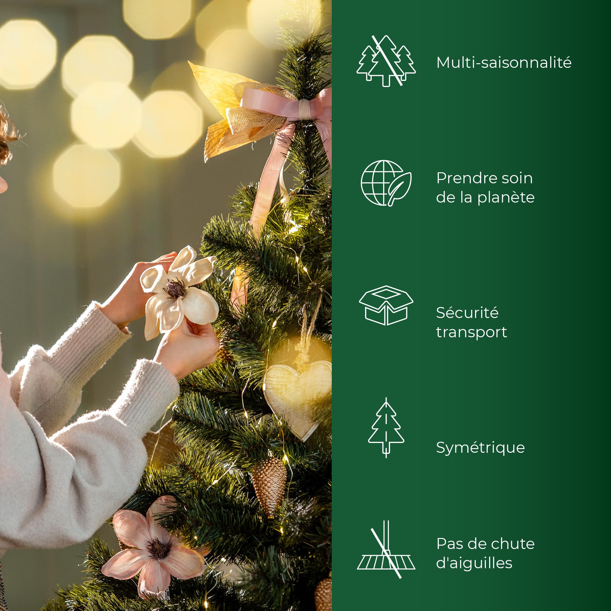 KADAX Sapin de Noël 220 - Sapin artificiel en PVC - Avec béquille - Arbre de décoration - 435 branches (elf de Noël 220 cm)