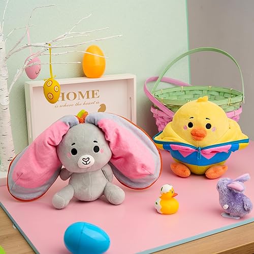Miniatura 8 de JOYIN 2 piezas de peluche de Pascua de conejito escondido de conejo, peluche de ala de conejo con cremallera, almohada de huevo de zanahoria para