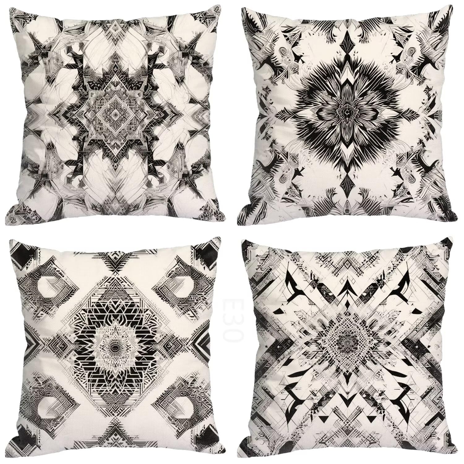 Beige Federe Cuscini Divano 60x60cm,4 Pack Mandala Estate Esterno Cuscini per Divano,Doppio Lato Quadrato Morbido Cuscini Divano,per Divano Soggiorno Sedia Autunno Dekoration Cuscino,Regali LY-30