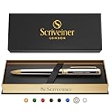 Personalized Silver Chrome Ballpoint Pen - Stunning Luxury Pen, Real Gold Plating, Schmidt Ink Refill, Best Engraved Ball Point Gift Set for Men & Women, Custom Name Engraving