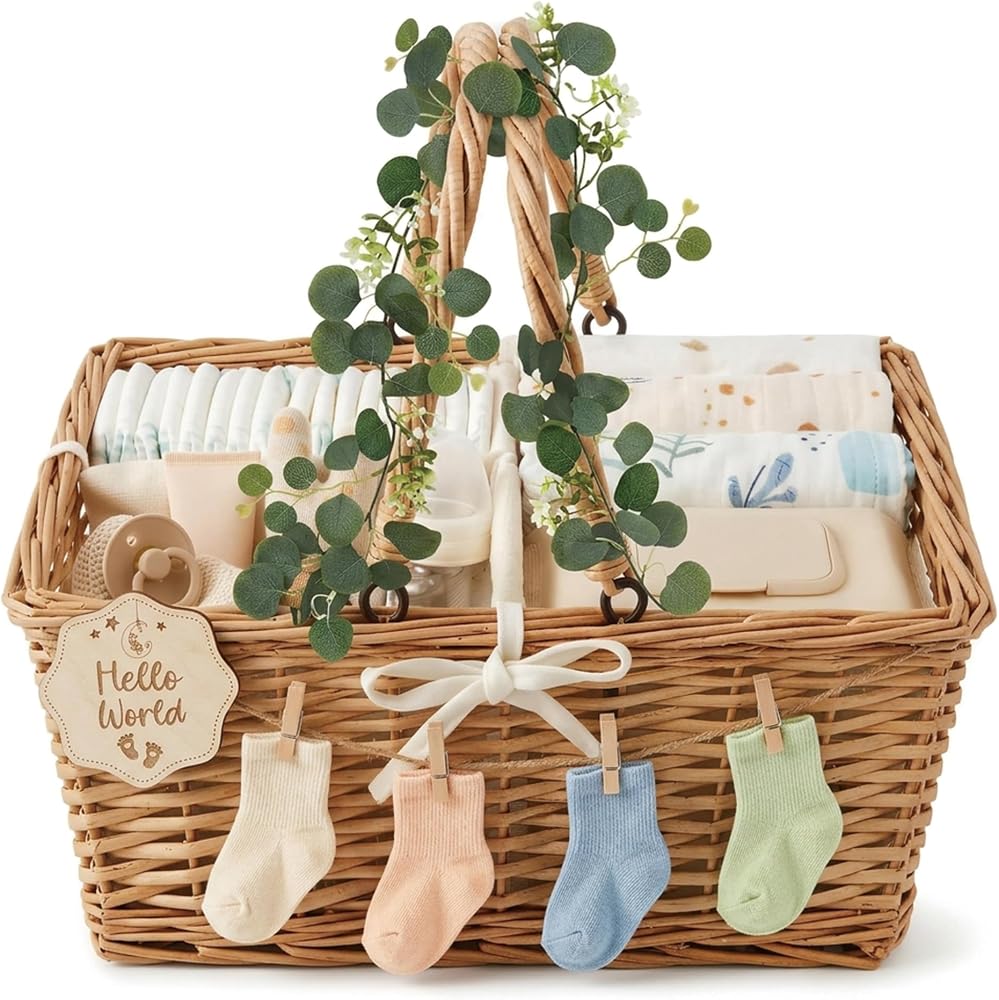 Wicker Diaper Caddy Organizer for Gift — 사진 1