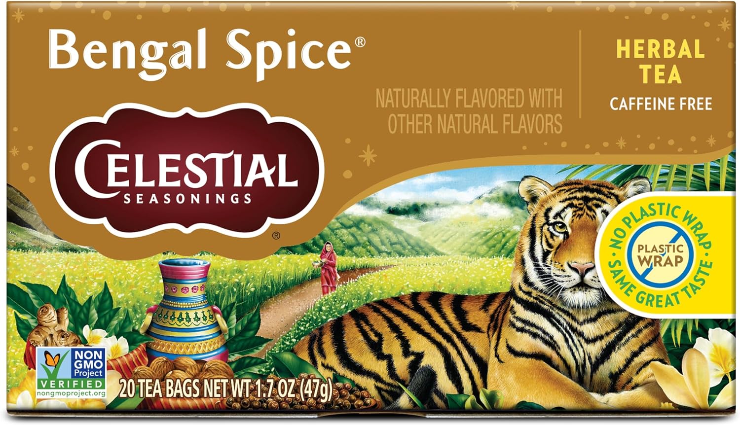 Celestial Seasonings Bengal Spice Herbal Tea, 20 Tea Bags per Box, 1 Box