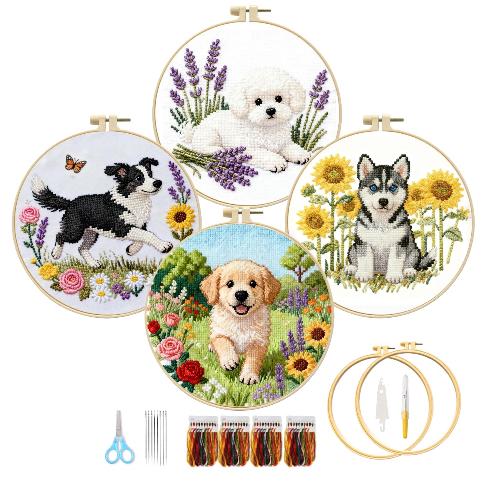 SHUOBAO Cross Stitch Kits for Adults, 4 Pack 11CT Stamped Cross Stitch Kit — image 1