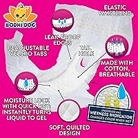 Vista 2 de Bodhi Dog Pañales desechables para perras, pañales súper absorbentes para el ciclo de calor de la hembra, ajuste ajustable para entrenamiento