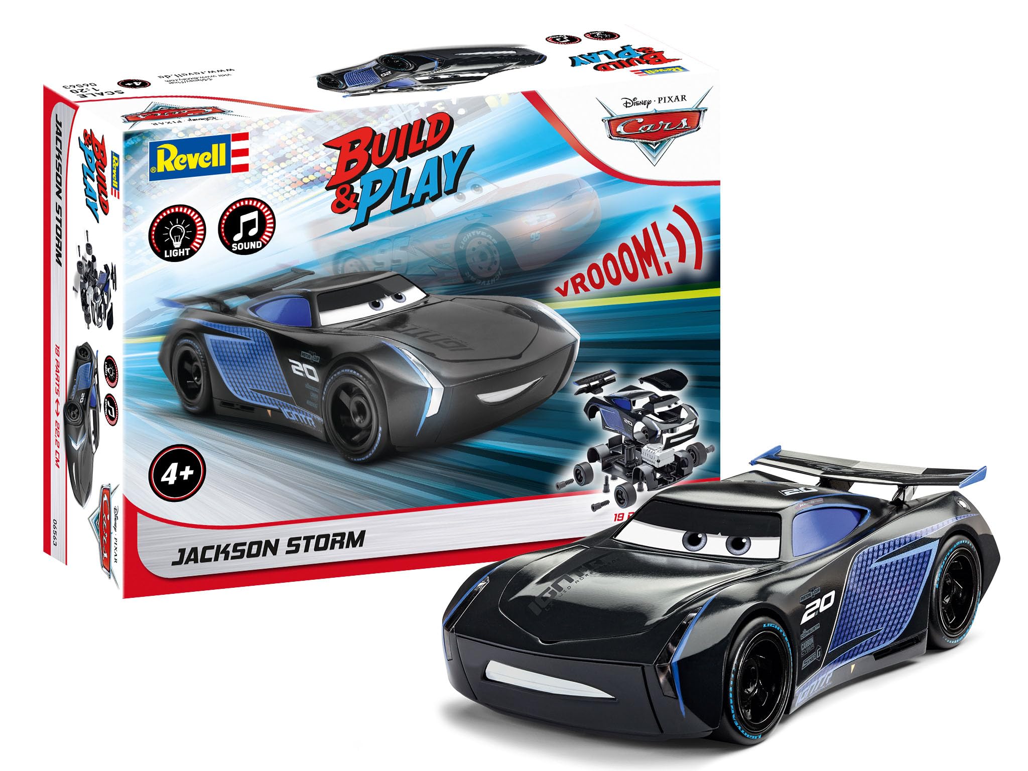 Revell 06563 Build & Play: Jackson Storm Disney-Cars, With Authentic Lights & Sounds
