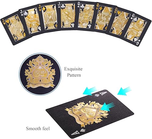 Vista 19 de WJPC Cartas de juego impermeables de plástico fáciles de barajar, cartas de póquer de dragón negro para juego y fiesta, baraja de cartas (dragón)