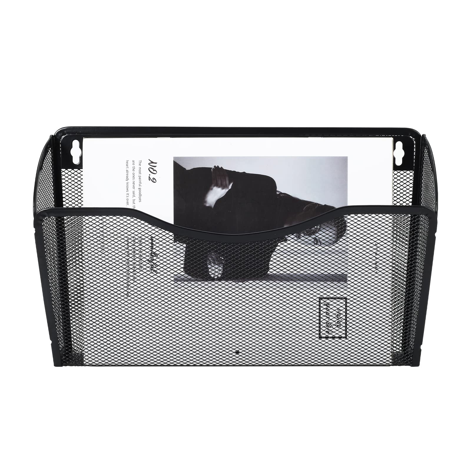 EasyPAG 1 Bolsillo Horizontal Metal A4 Soporte Documentos Pared Oficina Archivador de Pared Organizador Revistas Correo Pared Almacenamiento Archivos Revistero,Negro