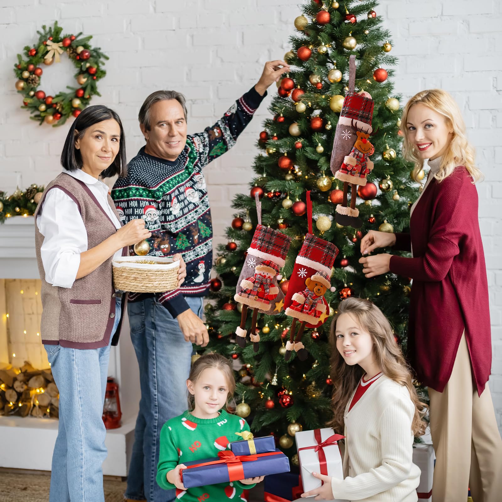 VDSOW Kerstsok voor kinderen, set van 2, kerstlaarzen om te vullen