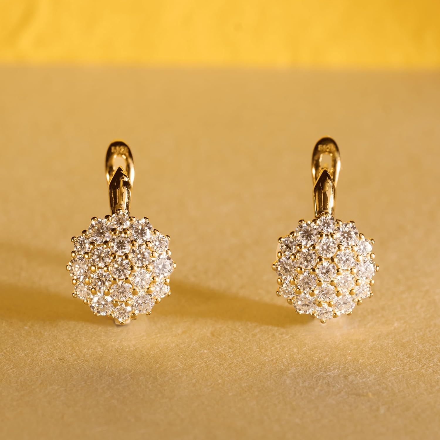 1ct Moissanite Drop Hoop Earrings Sunflower Shape for Women Men, Halo Earrings D Color VVS1 18K Gold Plated 925 Sterling Silver Hypoallergenic, Lab Created Diamond for Birthday