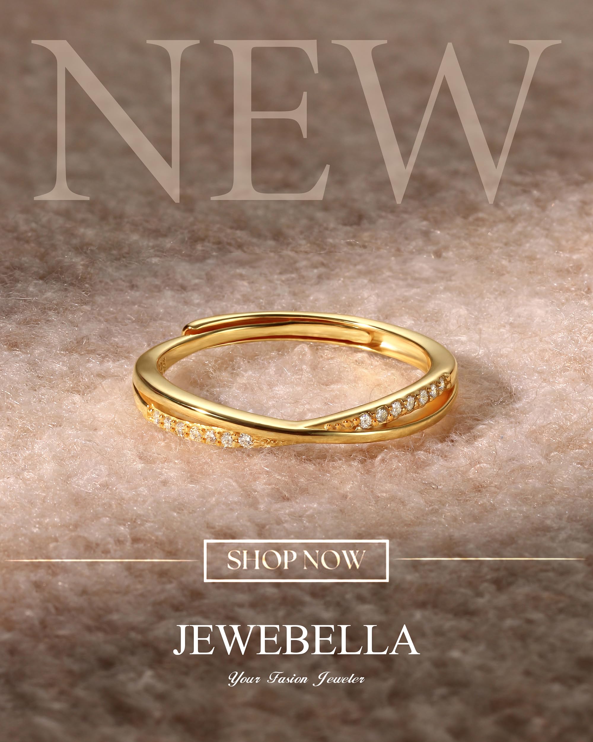 JeweBella Ring Damen Silber 925 Verstellbare Zirkonia Ring Silber/Gold/Roségold Minimalistisch Eheringe Verlobungsring Trauringe Fingerring Damen Schmuck