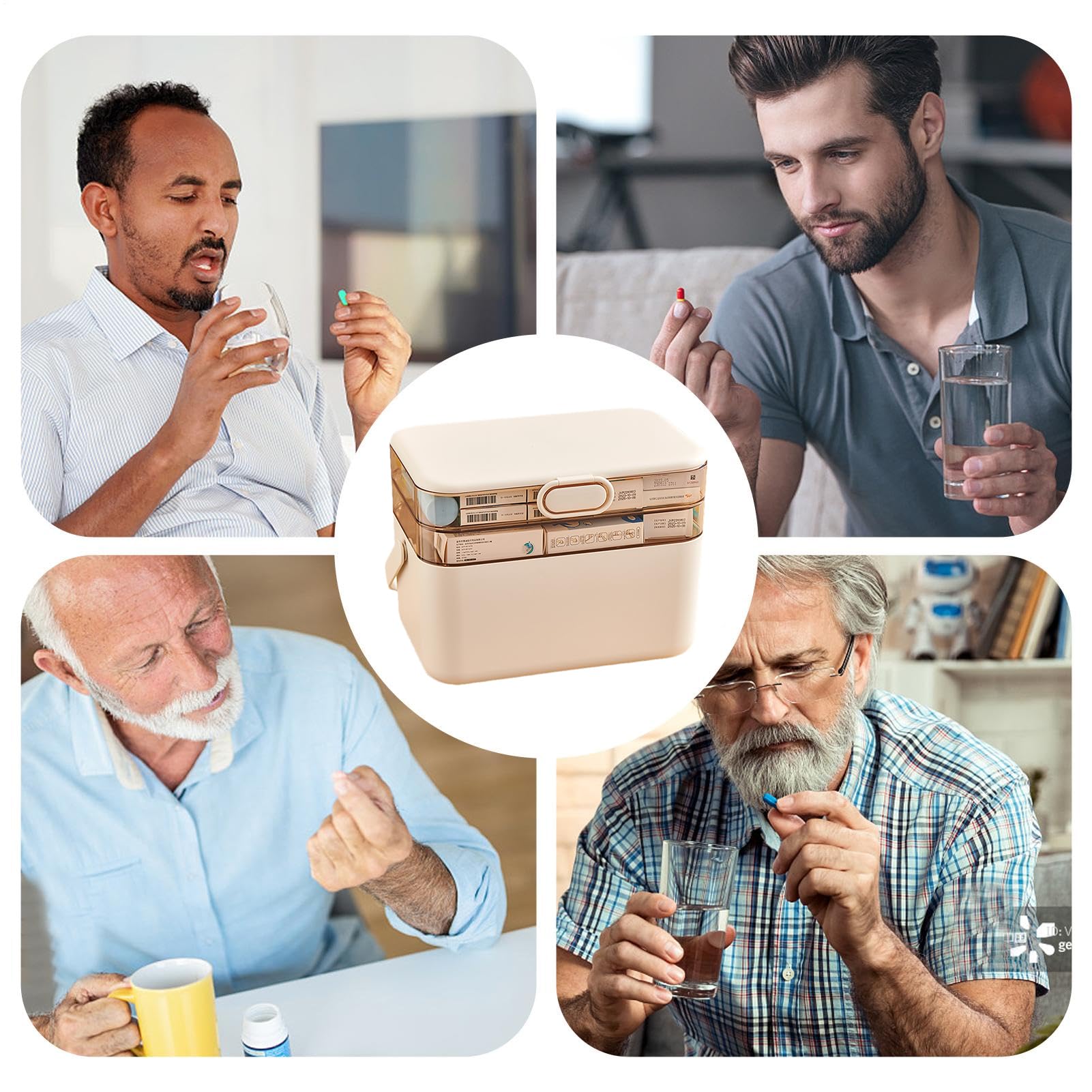 De Almacenamiento Médico Organizador Semanal Extraíble para Pastillas con | Capas Para el Almacenamiento Doméstico de Medicamentos para Toda la Familia