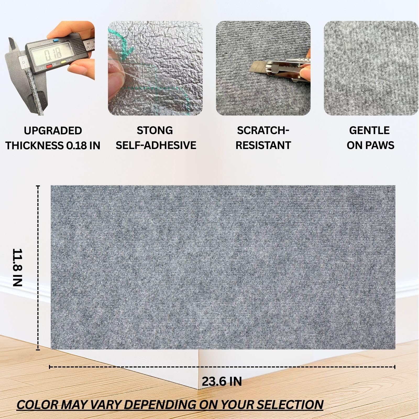 Cat Scratch Mat (3 Pack), 23.6’’ x 11.8’’ Cat Wall Corner Scratcher, Versatile Self-Adhesive Replacement Easy Use for Cat Trees Wall Furniture, Scratching Posts, and Couch Protection (Beige) - image 2