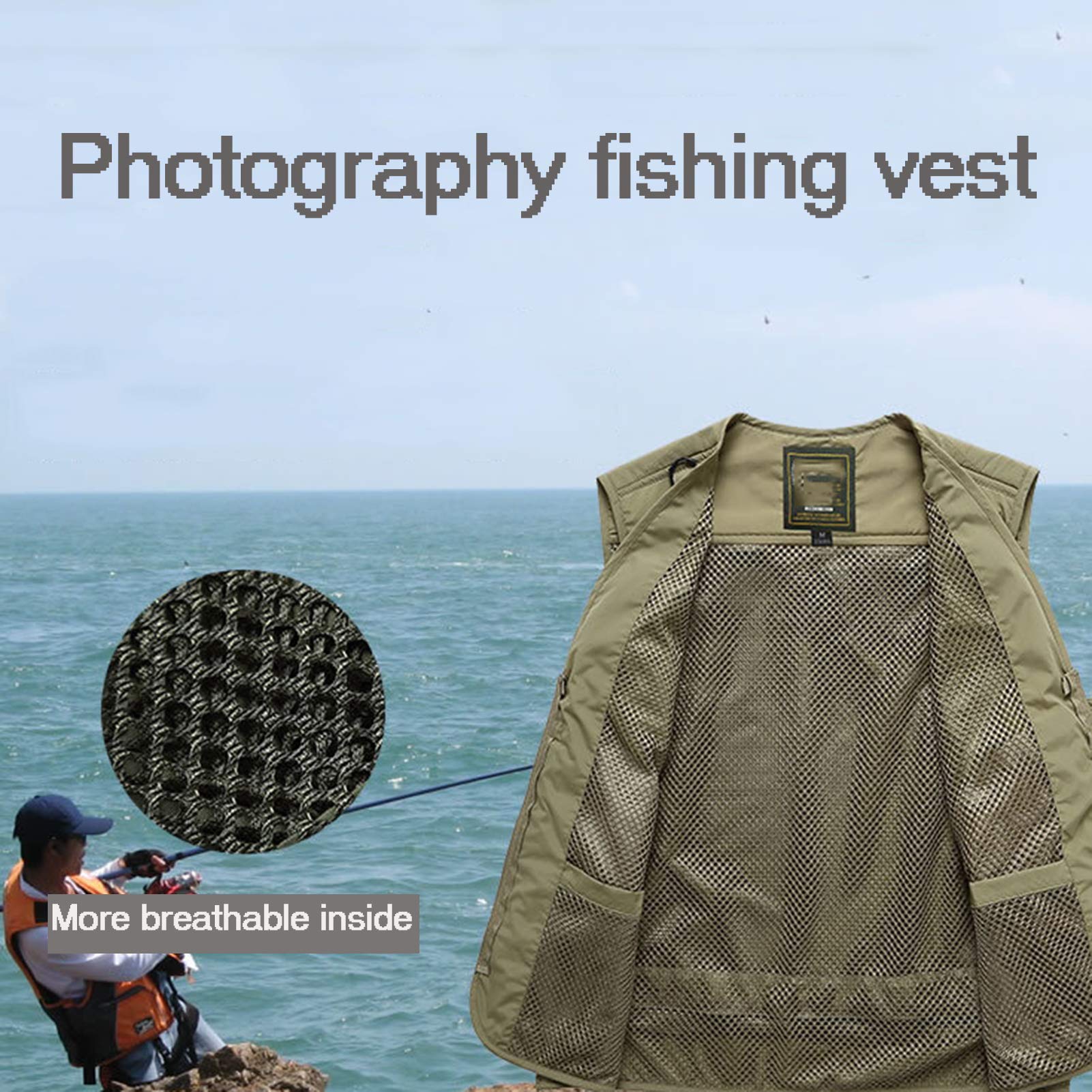 Hommes Dames Sport Utilitaire Gilet Gilet Gilet extérieur pêche à séchage Rapide Photographie décontracté évider Mince Multi-Poches Gilet Veste sans Manches Veste Gilet