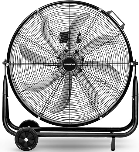 Miniatura 7 de KEN BROWN Ventilador de piso de pedestal de 20 pulgadas 6000CFM, ventilador oscilante, altura ajustable, 3 velocidades, aspas de aluminio,
