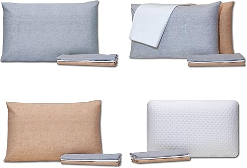 Vista 5 de ProComf - Almohada de espuma viscoelástica para viaje y campamento, bebé, niño, adolescente, adulto (blanco nieve con fundas)
