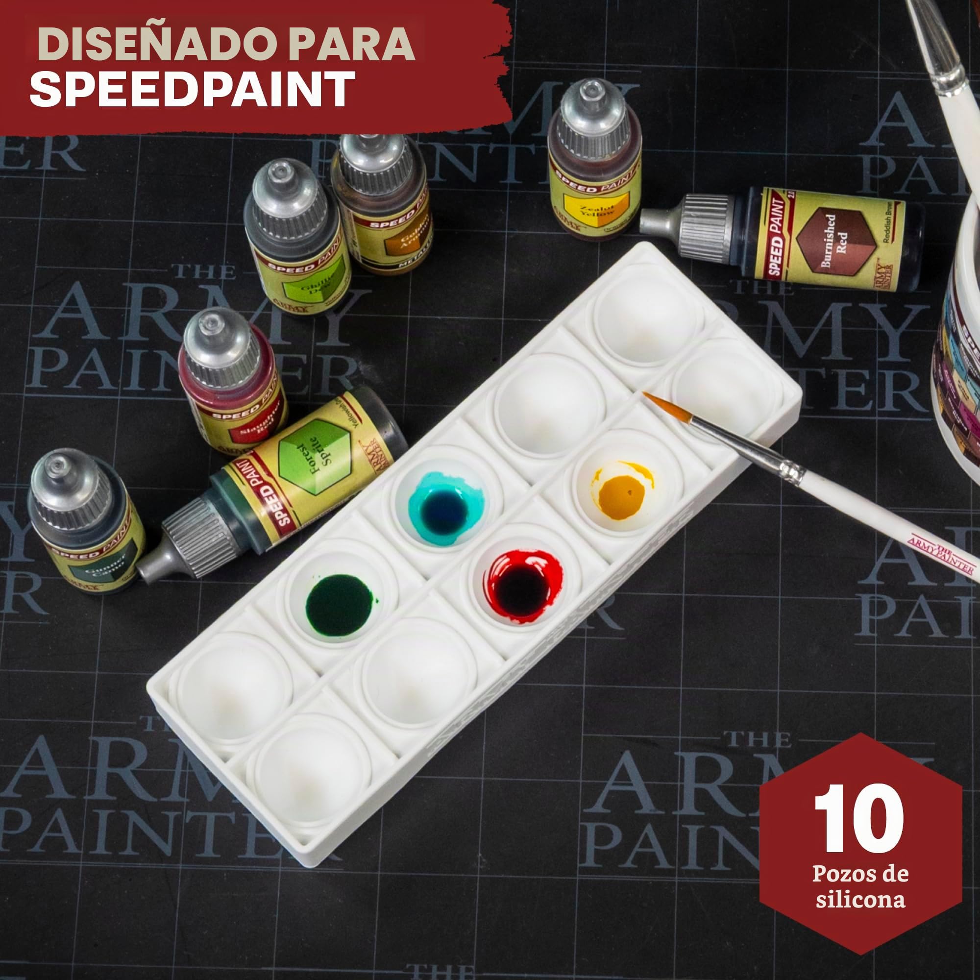 The Army Painter, Speed Palette Bundle, con paleta y pincel DipIt | Speed Palette, pincel DipIt, Speedpaint Grim Black y Holy White