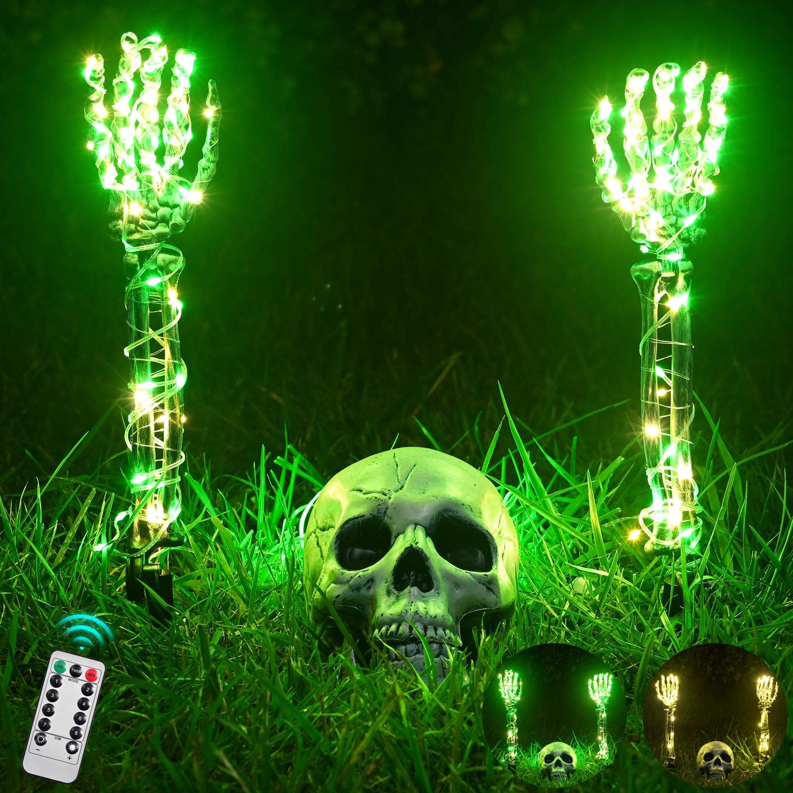 Amazon.com: Halloween Lighted Skeleton Set, Skull Arm Stakes with 1 ...