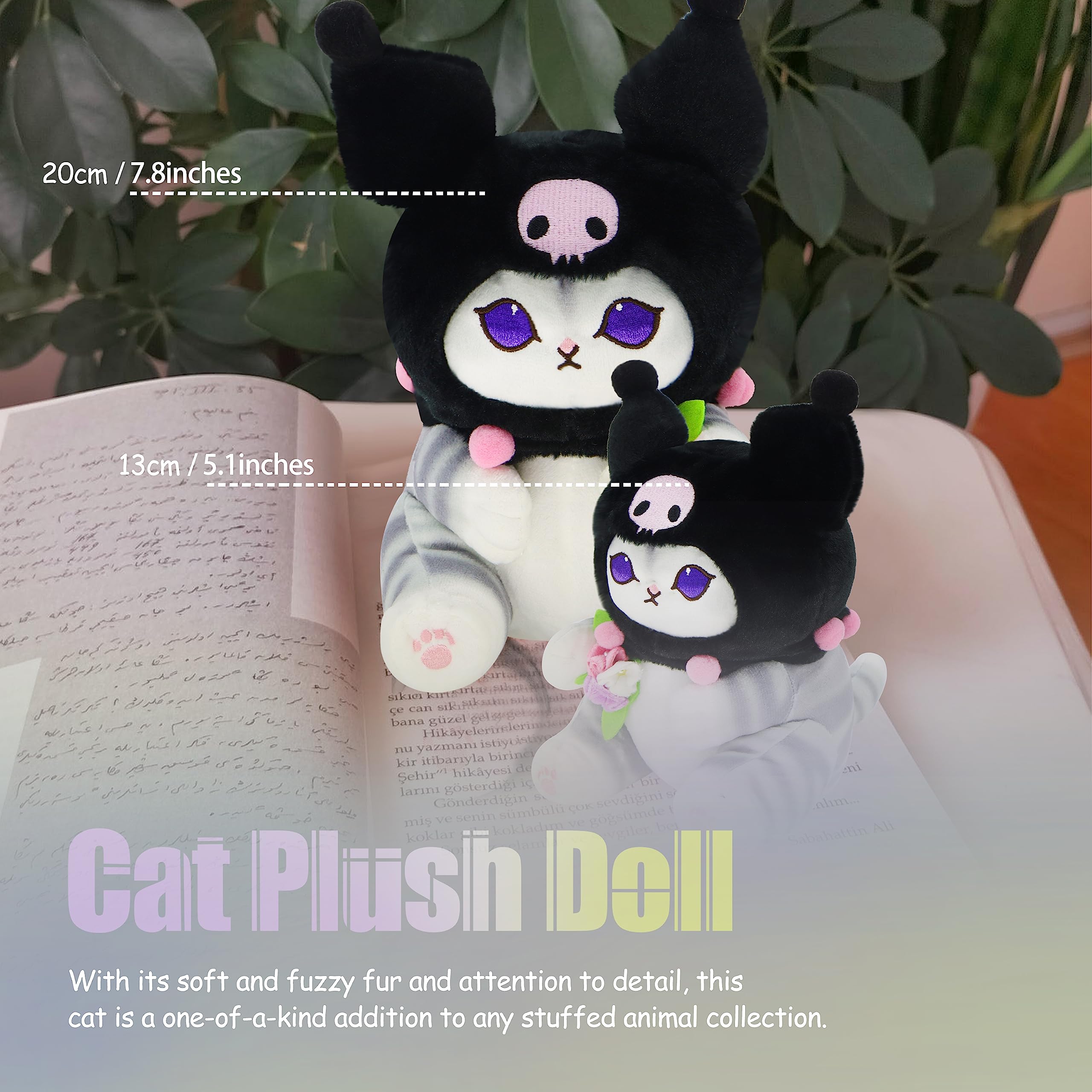 CNAANA Kawaii Shark Cat Plush Toy Stuffed Animal Doll, Soft Pillow for Boys & Girls (Cat-B, 20cm/7.8in)