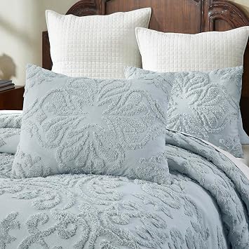 Better Trends Pillow Sham Standard Size 100% Cotton Quilted Pillow Cover Ultra Soft Skin-Friendly Pillowcases Decorative Pillow Shams Easy Care 20" x 26" Blue Floral Design