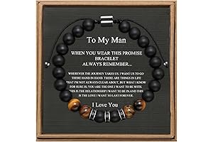 JoycuFF To My Man Mens Bead Bracelet for Boyfriend Husband, Adjustable 8mm...
