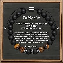 Gifts for Men Natural Tiger Eye Black Matte Agate Bracelets, Valentines Day Anniversary Christmas Birthday Gifts for Him Boyfriend Husband Brother from Girlfriend Wife, To My Man Bead Bracelets